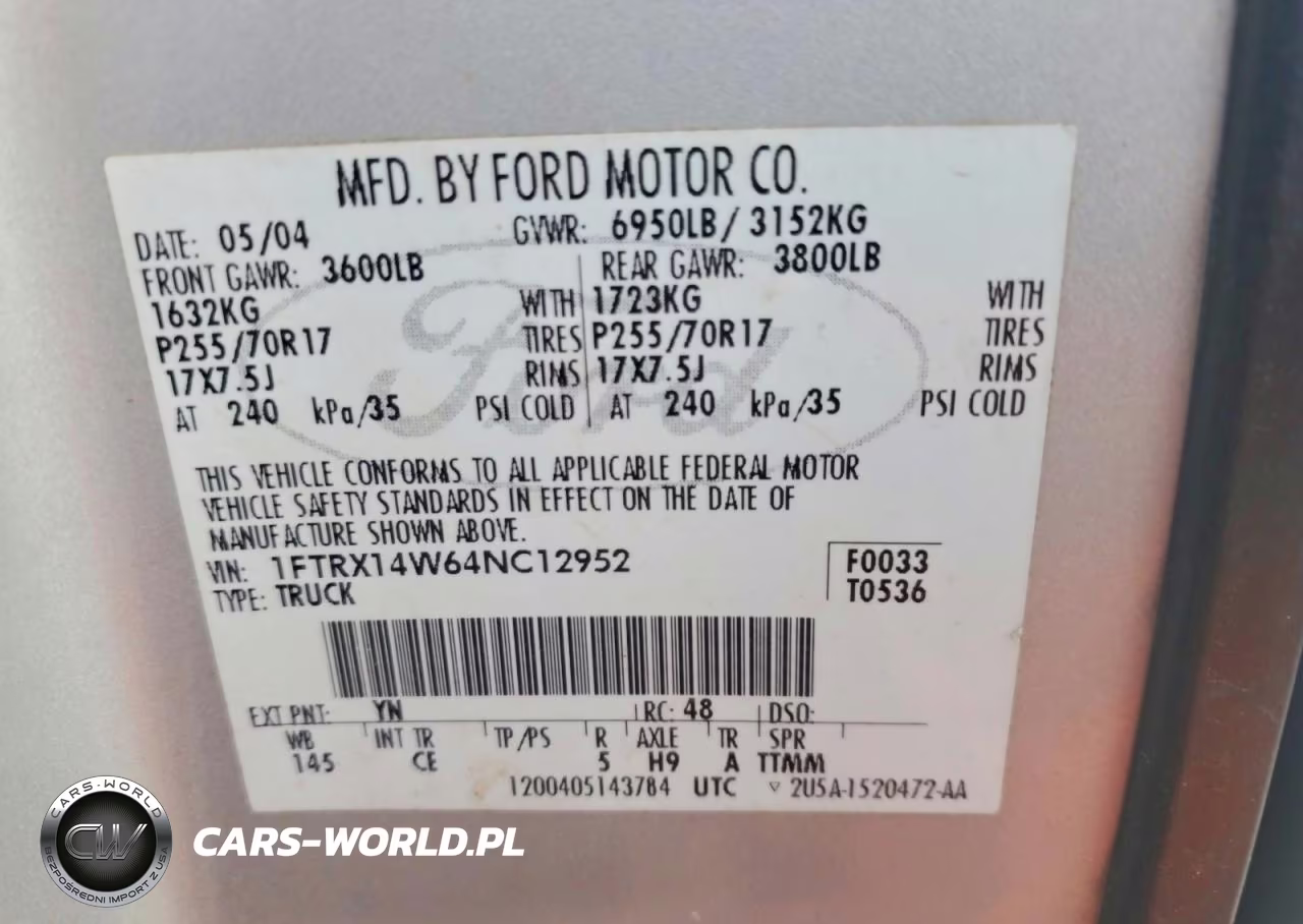 2004 Ford F150 VIN:1FTRX14W64NC12952 - 12