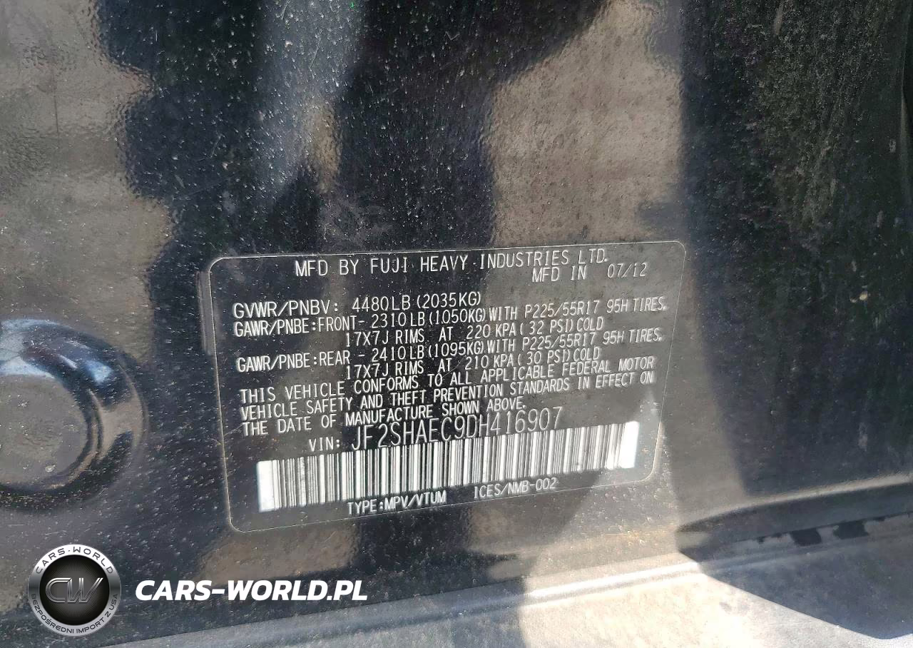 2013 Subaru Forester Limited VIN:JF2SHAEC9DH416907 - 13