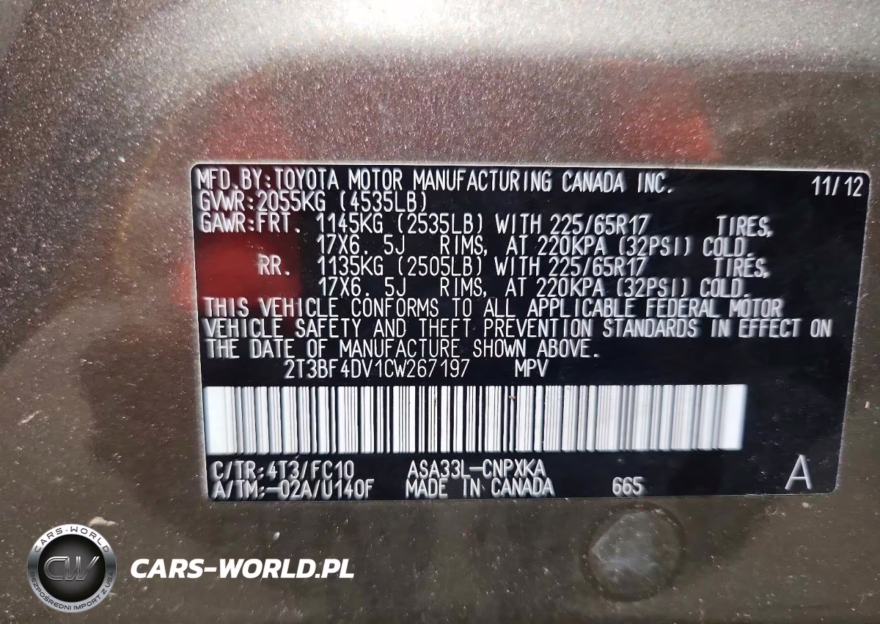 2012 Toyota Rav4 Base VIN:2T3BF4DV1CW267197 - 13