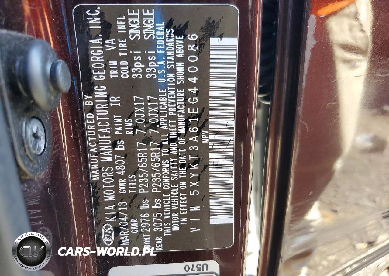 2014 Kia Sorento Lx VIN:5XYKT3A61EG440086 - 13