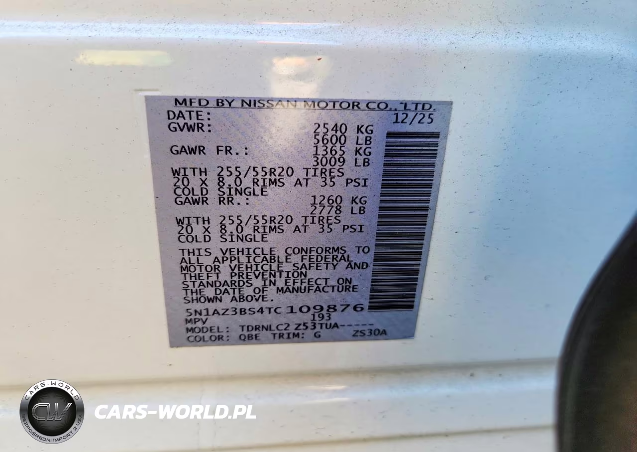 2026 Nissan Murano Sv VIN:5N1AZ3BS4TC109876 - 13