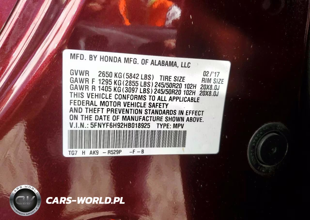 2017 Honda Pilot Touring VIN:5FNYF6H92HB018925 - 12