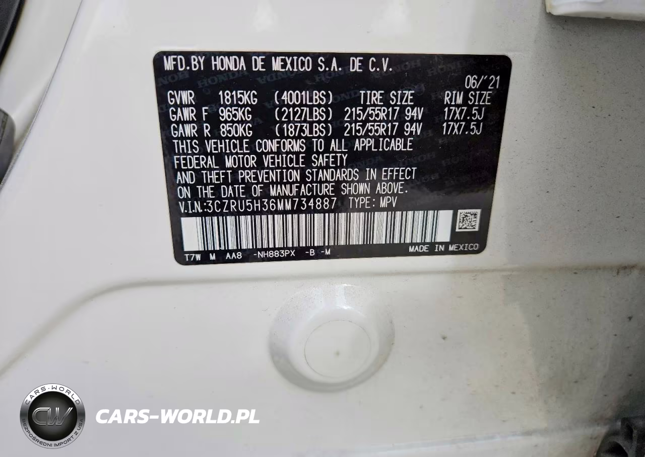 2021 Honda Hr-V Lx VIN:3CZRU5H36MM734887 - 14
