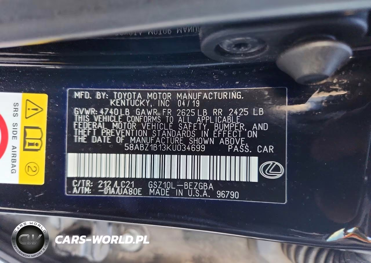 2019 Lexus Es 350 VIN:58ABZ1B13KU034699 - 12
