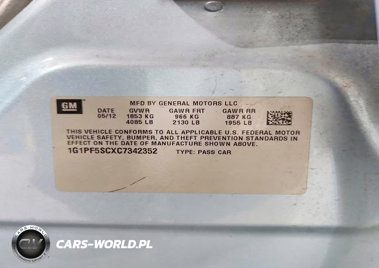 2012 Chevrolet Cruze Lt VIN:1G1PF5SCXC7342352 - 12