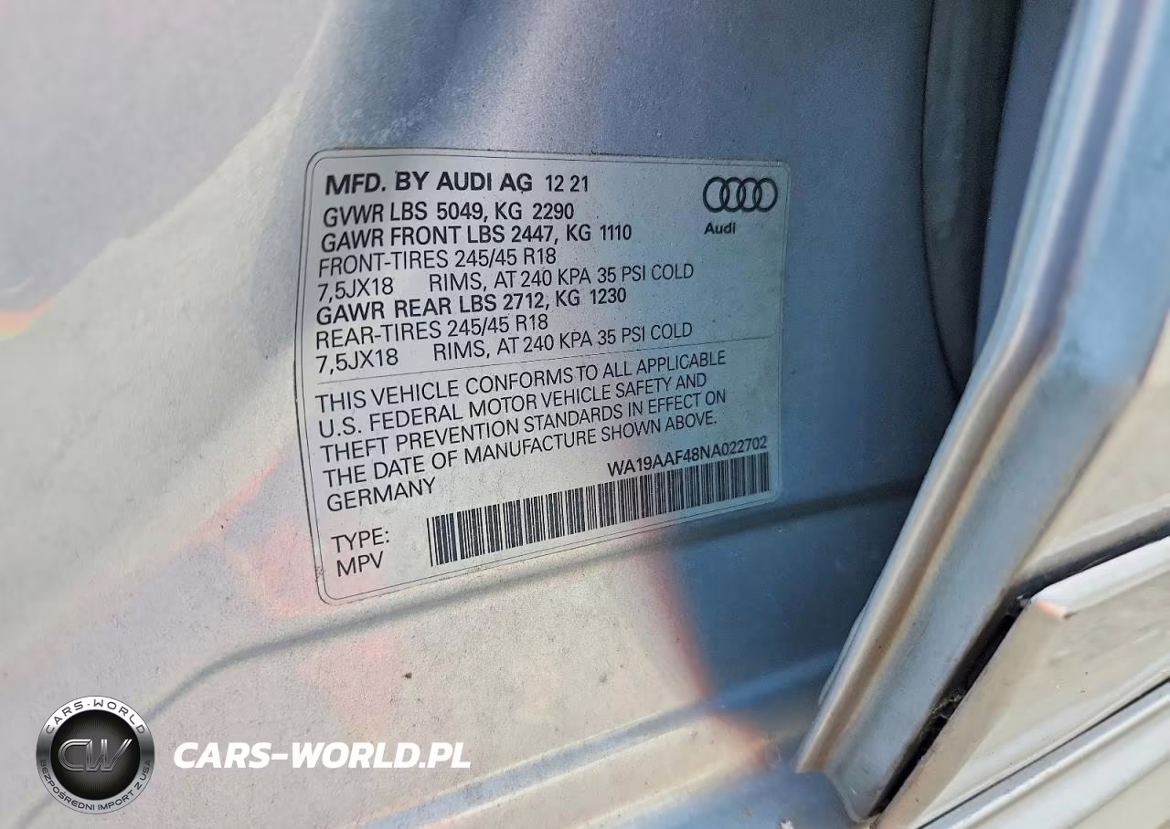 2022 Audi A4 Allroad Prestige VIN:WA19AAF48NA022702 - 13
