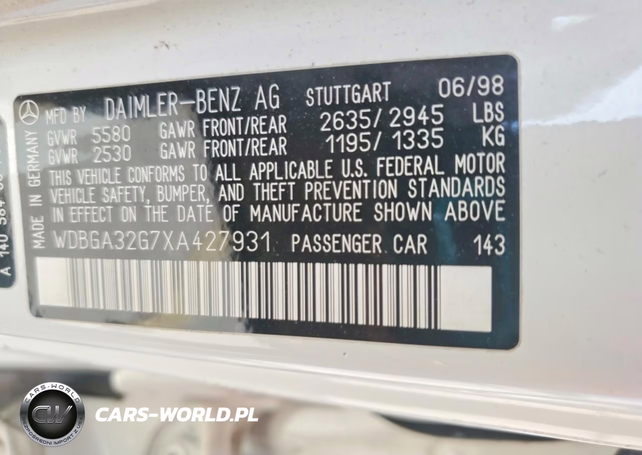 1999 Mercedes-Benz S 320W VIN:WDBGA32G7XA427931 - 12