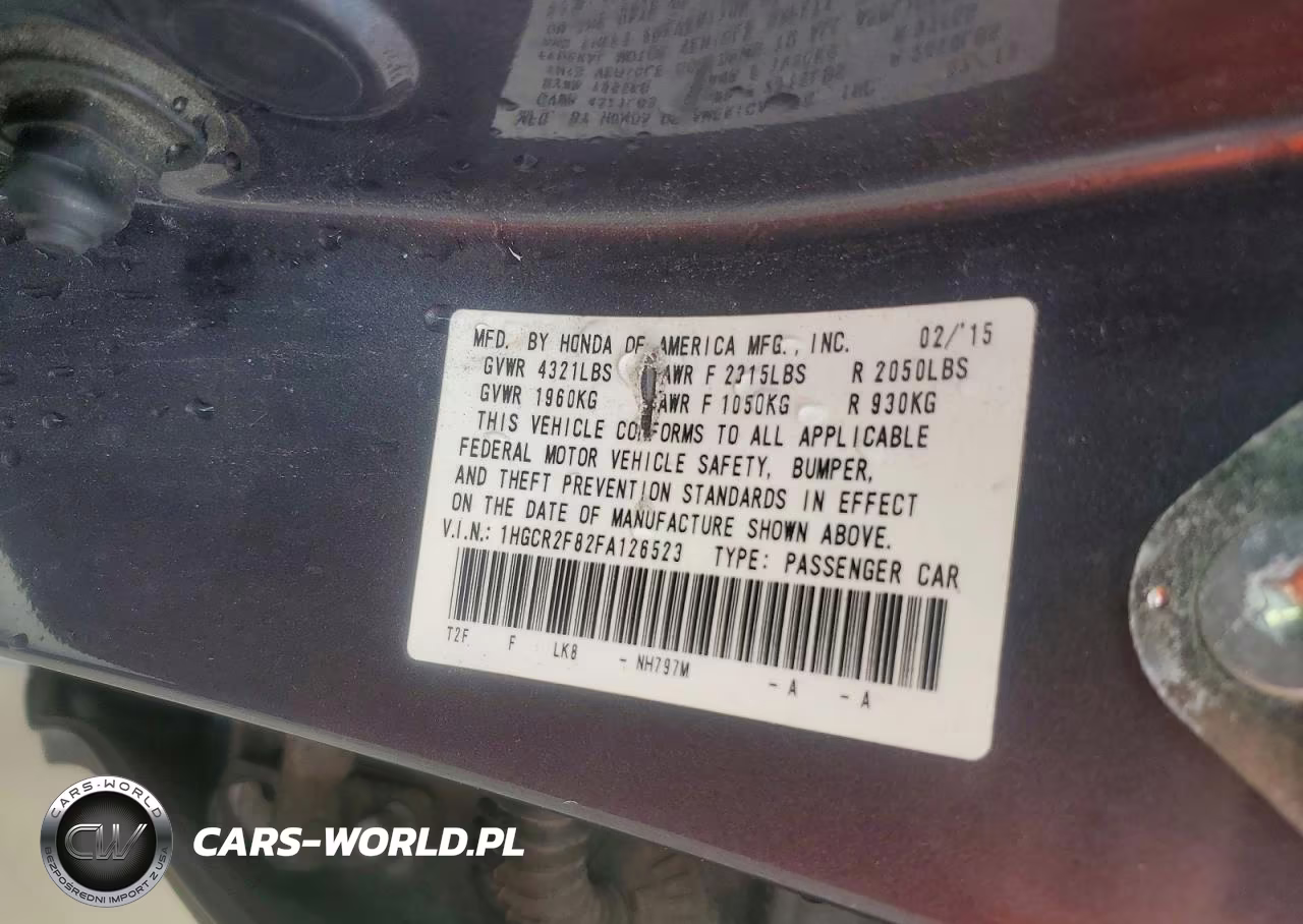 2015 Honda Accord Exl VIN:1HGCR2F82FA126523 - 12