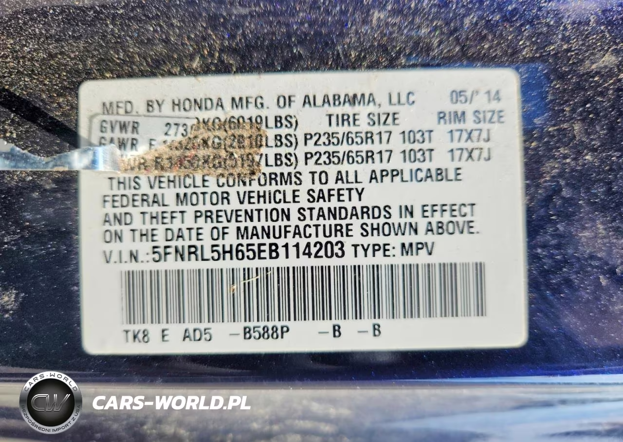 2014 Honda Odyssey Exl VIN:5FNRL5H65EB114203 - 14