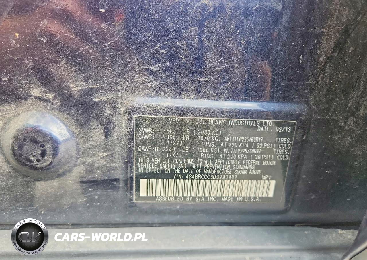 2013 Subaru Outback 2.5I Premium VIN:4S4BRCCC3D3293902 - 13