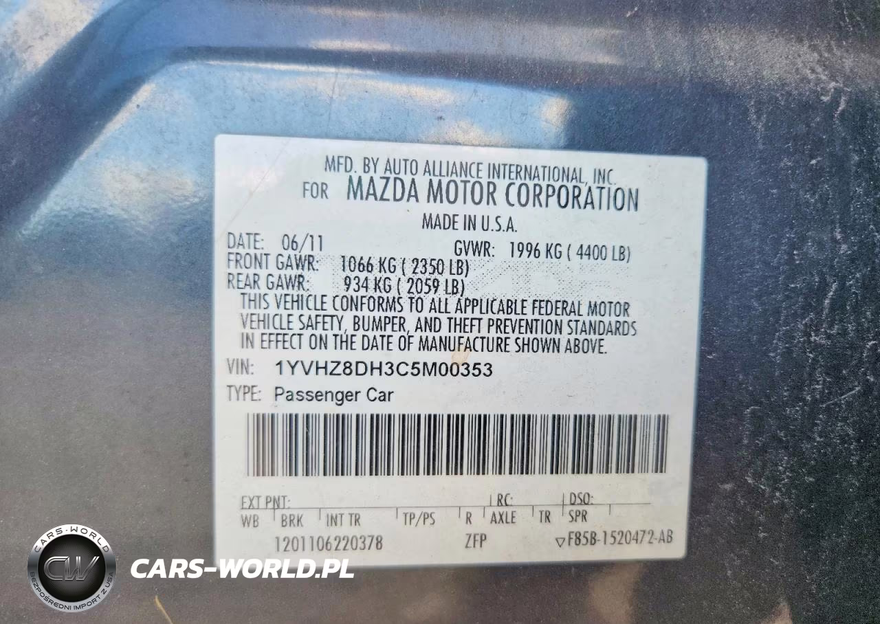 2012 Mazda 6 I VIN:1YVHZ8DH3C5M00353 - 13
