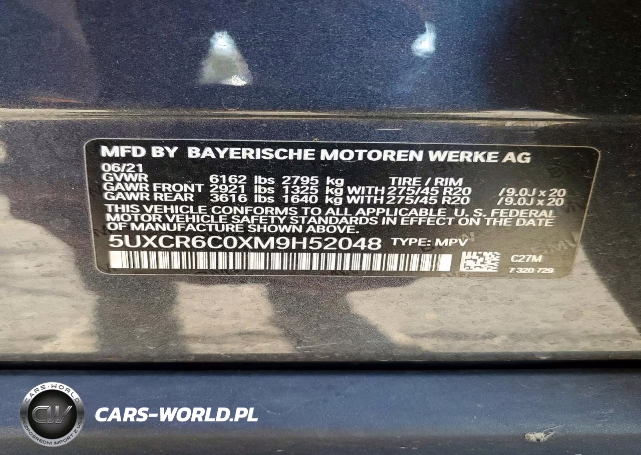 2021 BMW X5 xDrive40I VIN:5UXCR6C0XM9H52048 - 12