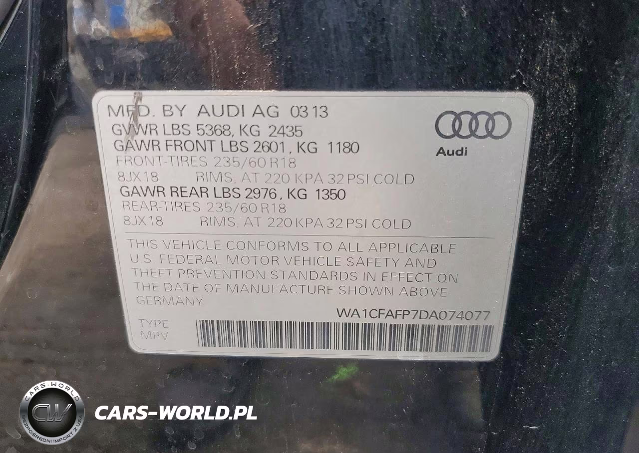 2013 Audi Q5 Premium VIN:WA1CFAFP7DA074077 - 13