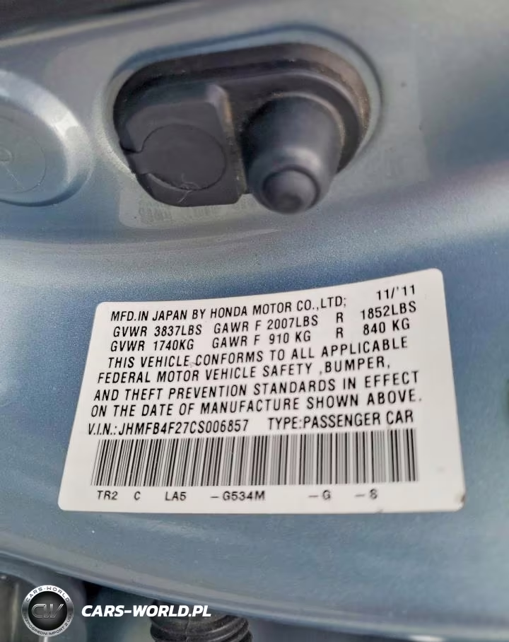 2012 Honda Civic Hybrid VIN:JHMFB4F27CS006857 - 12