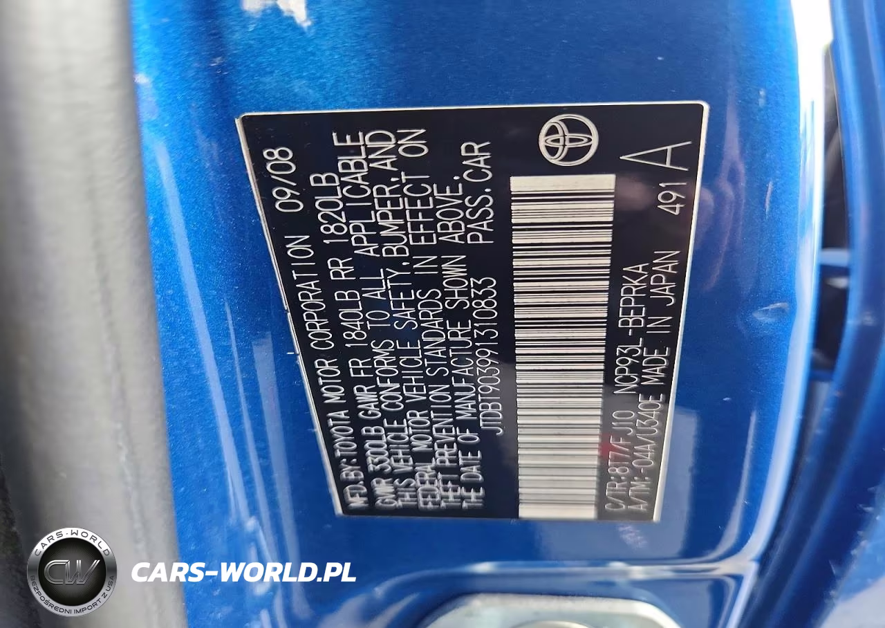 2009 Toyota Yaris Base VIN:JTDBT903991310833 - 12