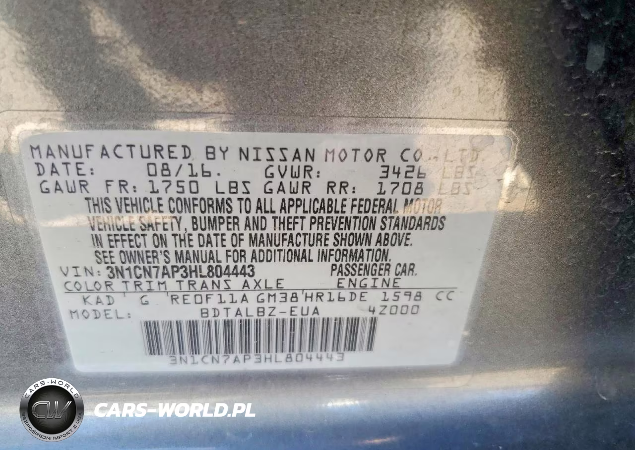 2017 Nissan Versa 1.6 S VIN:3N1CN7AP3HL804443 - 13