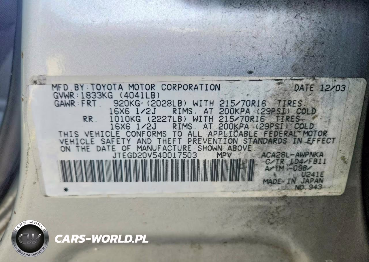 2004 Toyota Rav4 Base VIN:JTEGD20V540017503 - 13