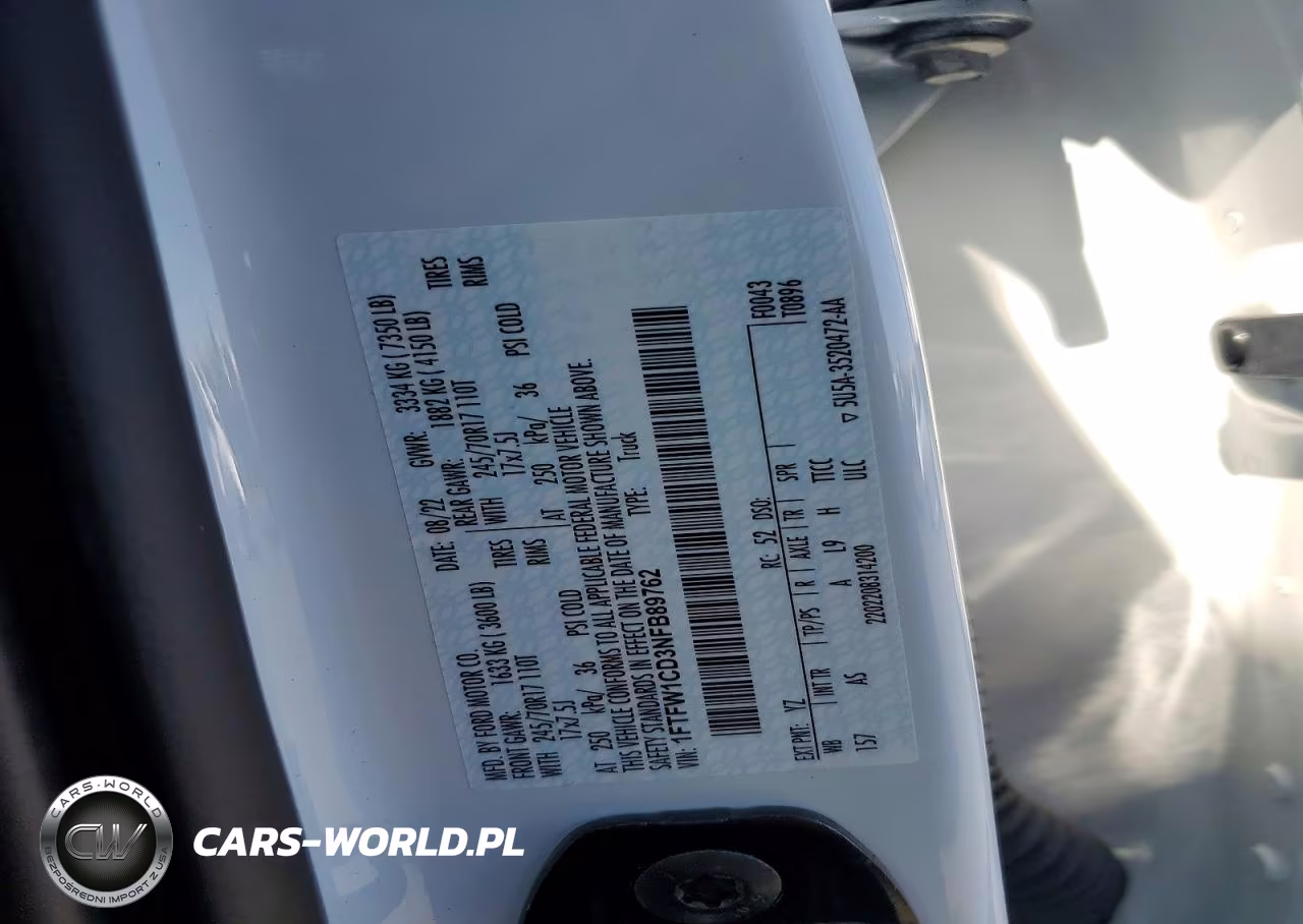 2022 Ford F150 Supercrew VIN:1FTFW1CD3NFB89762 - 12
