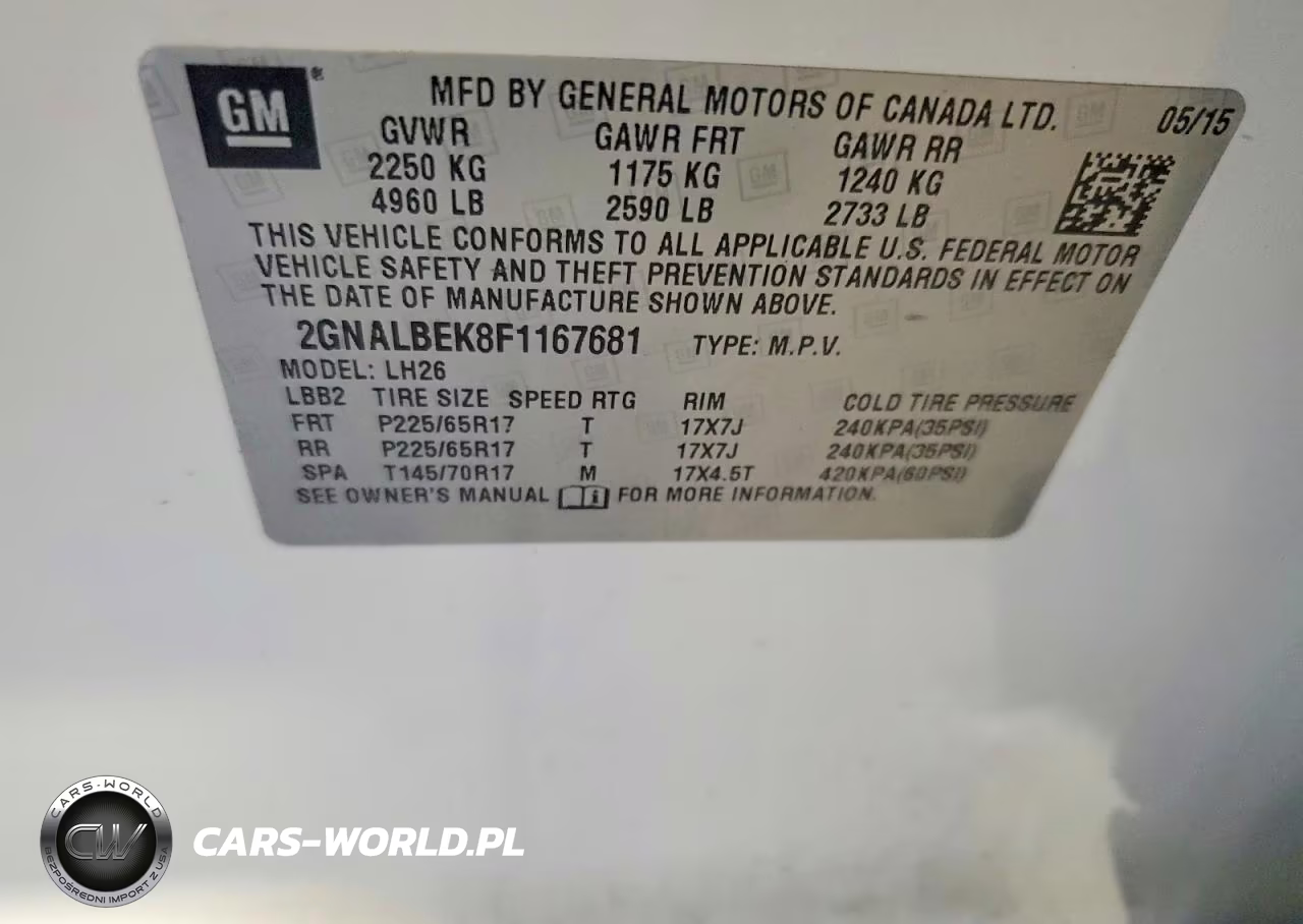 2015 Chevrolet Equinox Lt VIN:2GNALBEK8F1167681 - 13