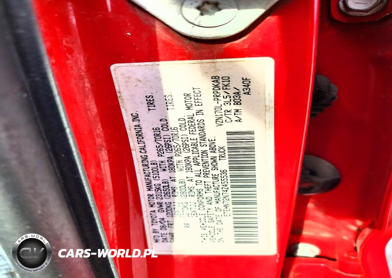 2004 Toyota Tacoma V6 VIN:5TEHN72N74Z455536 - 12