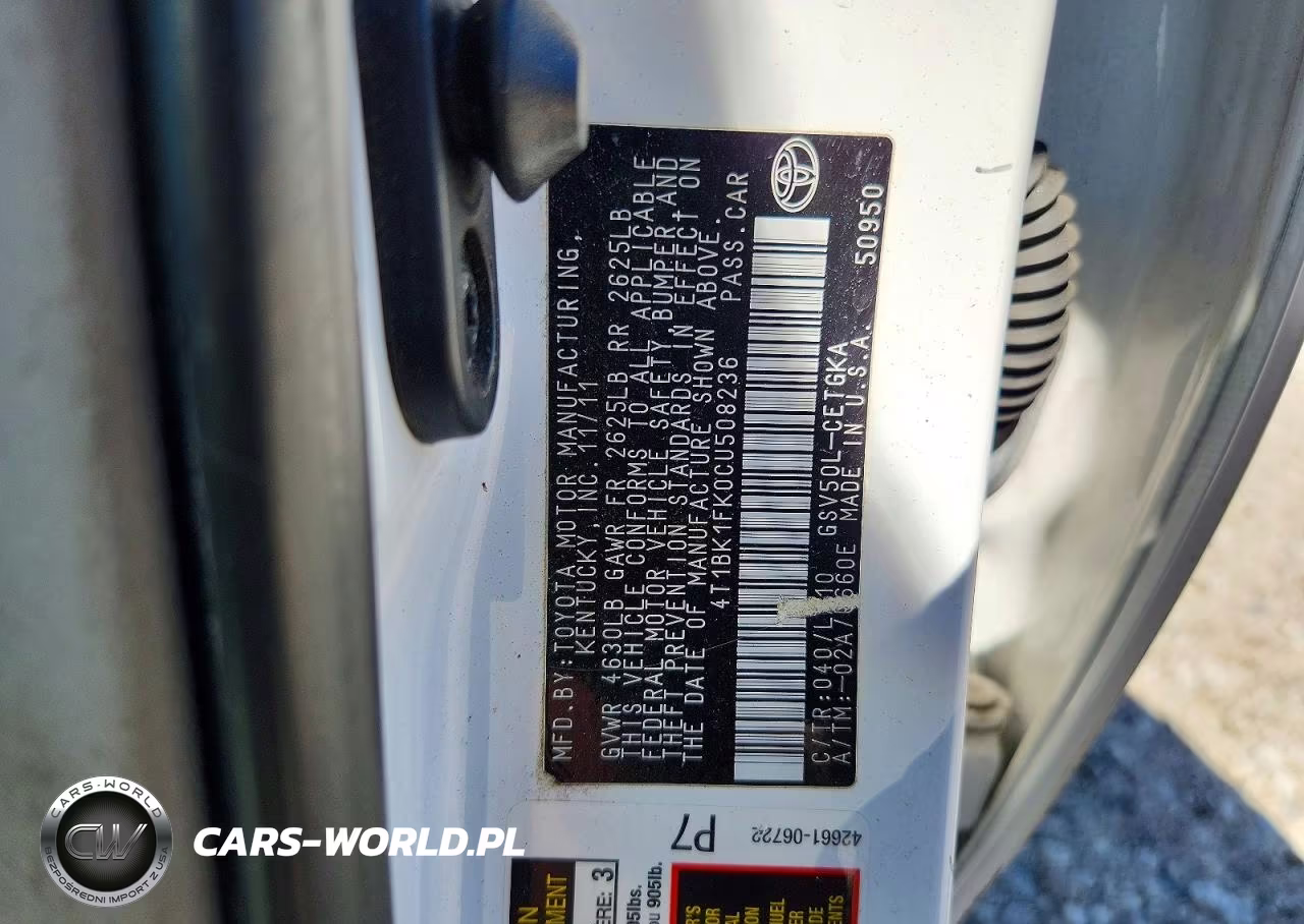 2012 Toyota Camry Xle V6 VIN:4T1BK1FK0CU508236 - 13