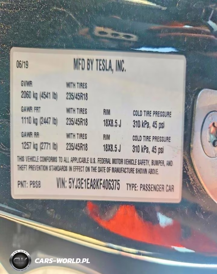 2019 Tesla Model 3 VIN:5YJ3E1EA8KF406375 - 12