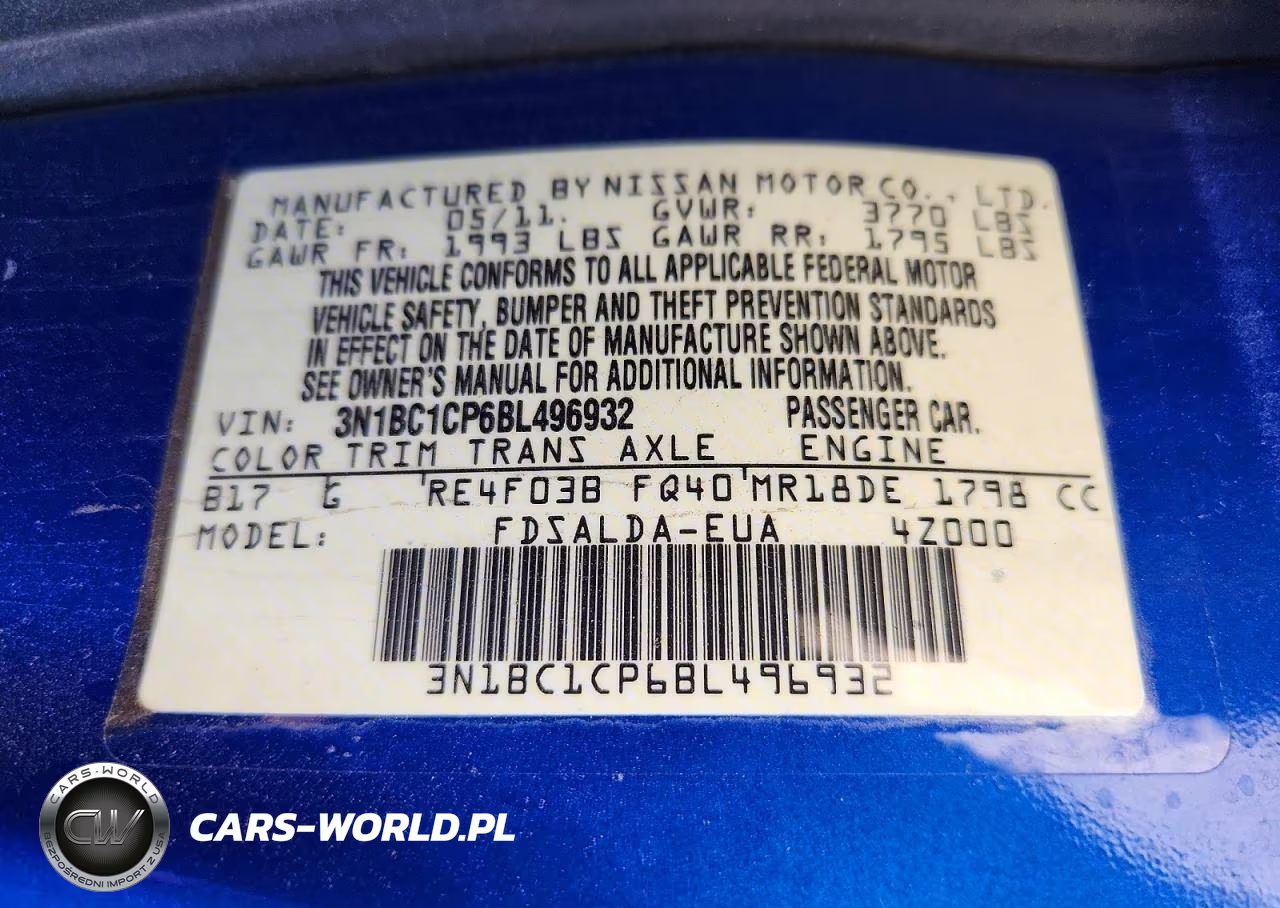 2011 Nissan Versa 1.8 S VIN:3N1BC1CP6BL496932 - 13