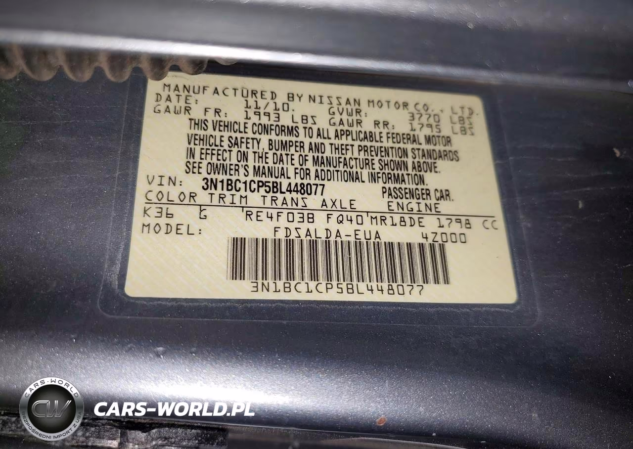 2011 Nissan Versa 1.8 S VIN:3N1BC1CP5BL448077 - 12