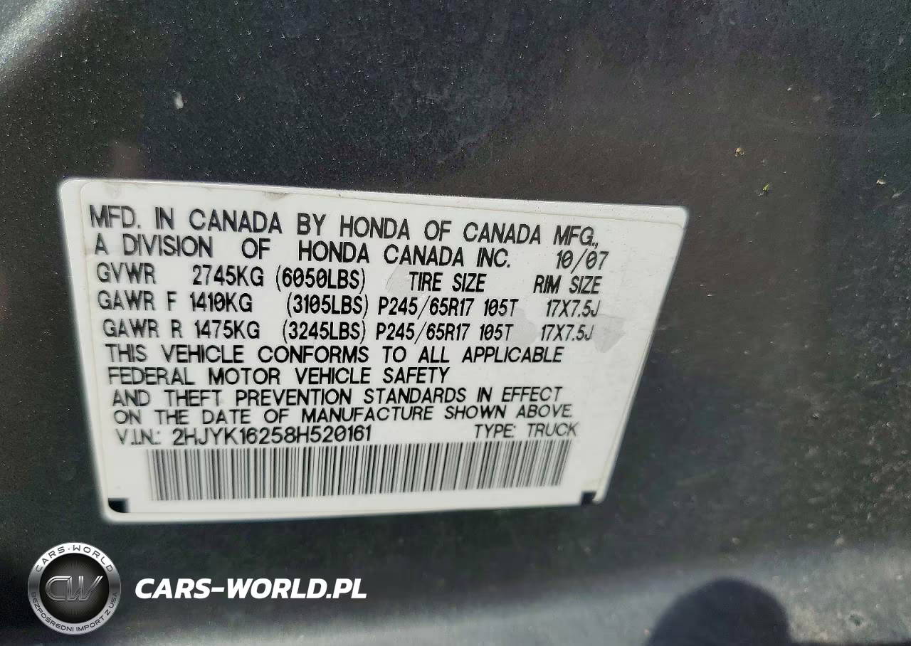 2008 Honda Ridgeline Rt VIN:2HJYK16258H520161 - 12