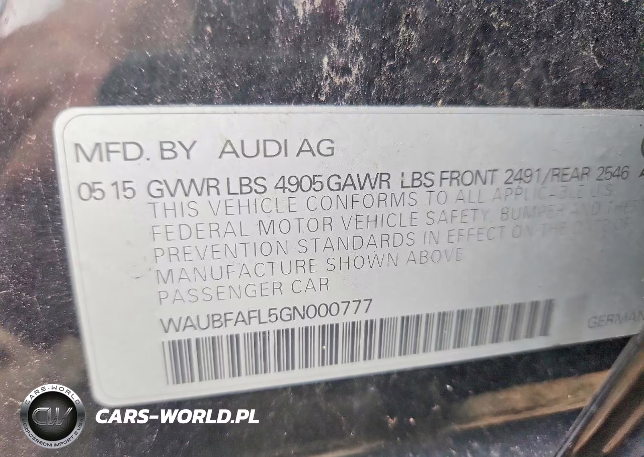 2016 Audi A4 Premium S-Line VIN:WAUBFAFL5GN000777 - 12