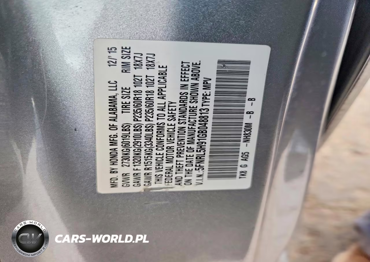 2016 Honda Odyssey Touring VIN:5FNRL5H91GB048813 - 13