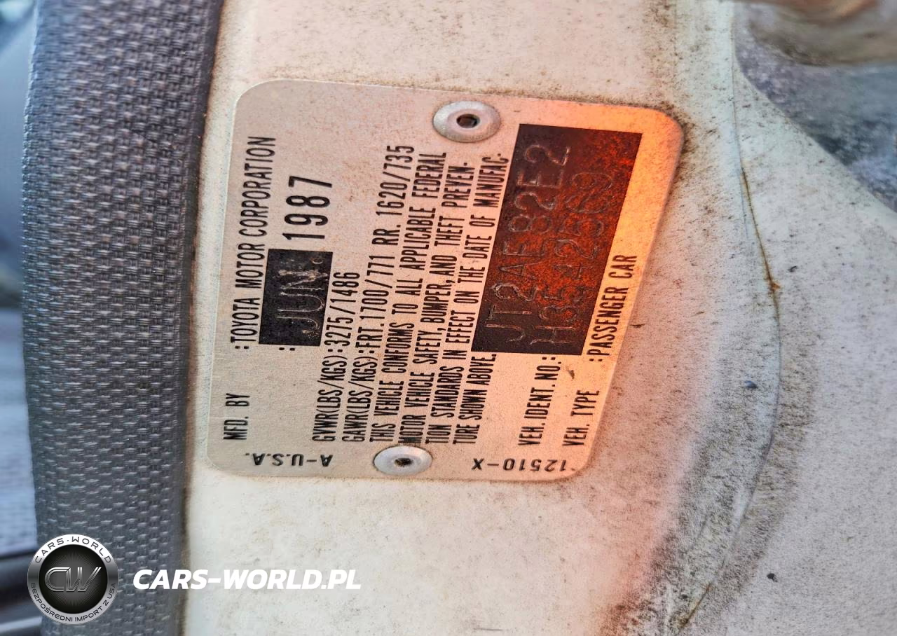 1987 Toyota Corolla Deluxe VIN:JT2AE82E2H3542569 - 12