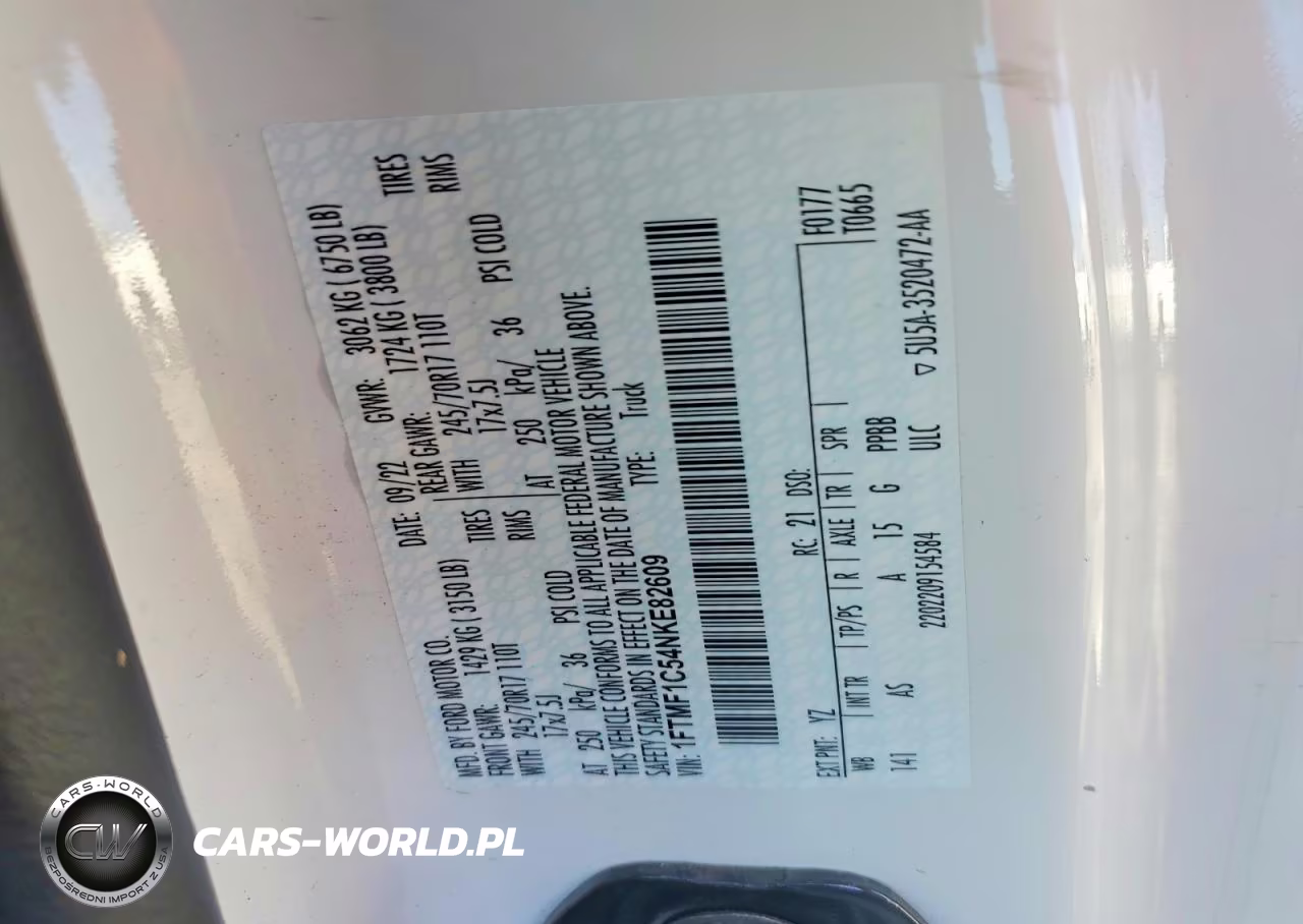 2022 Ford F150 VIN:1FTMF1C54NKE82609 - 12