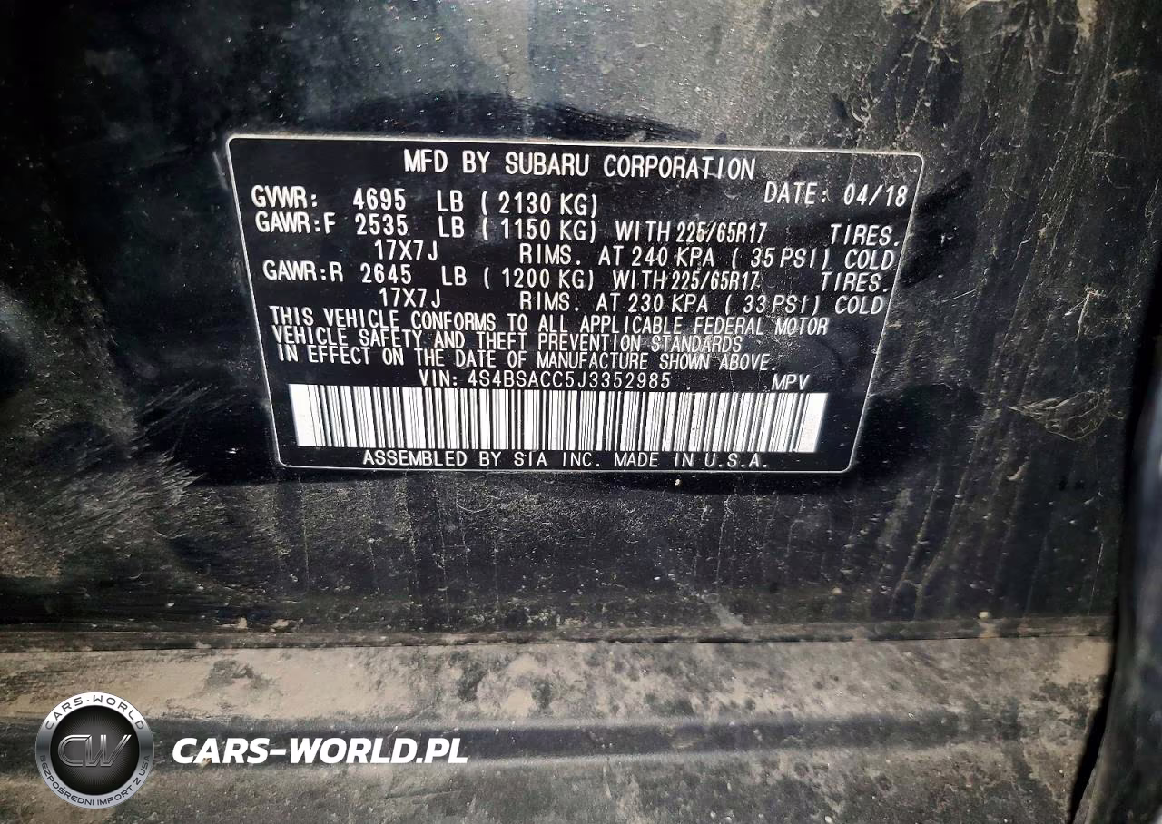 2018 Subaru Outback 2.5I Premium VIN:4S4BSACC5J3352985 - 14