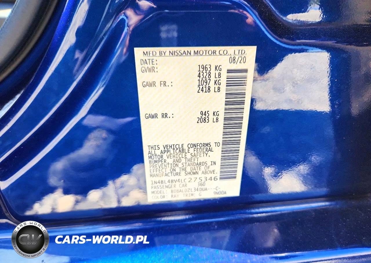 2020 Nissan Altima S VIN:1N4BL4BV4LC275346 - 12