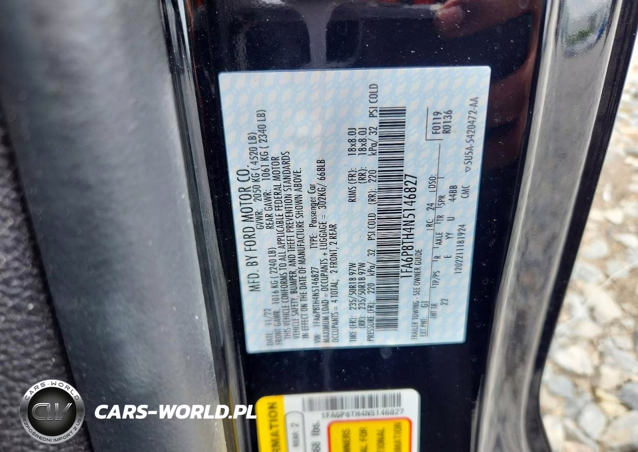 2022 Ford Mustang VIN:1FA6P8TH4N5146827 - 12