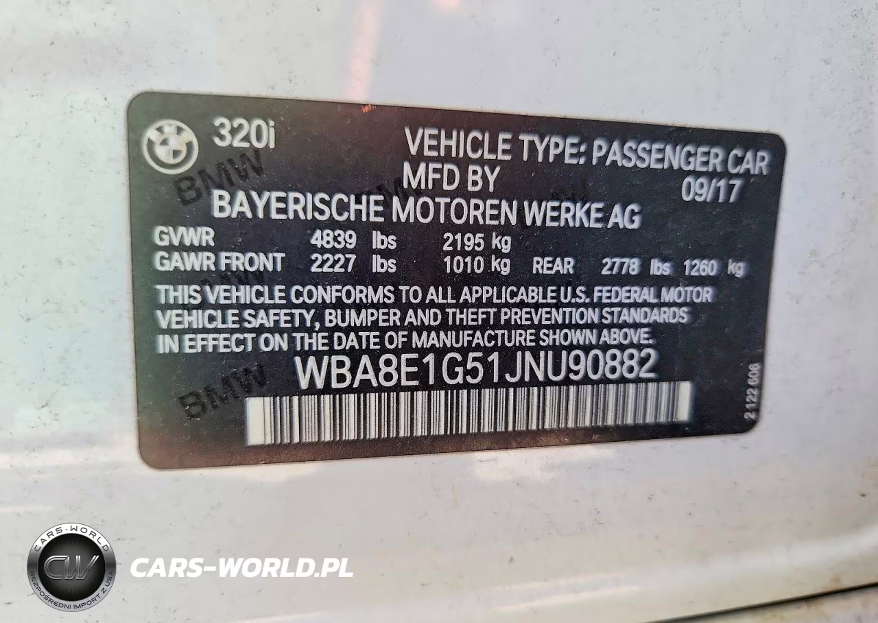 2018 BMW 320 I VIN:WBA8E1G51JNU90882 - 12