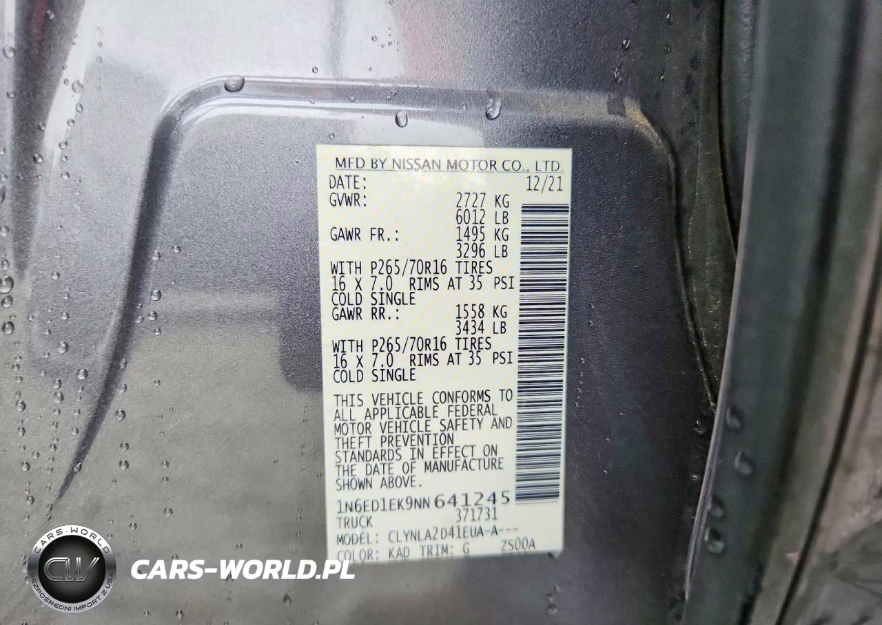 2022 Nissan Frontier S VIN:1N6ED1EK9NN641245 - 12