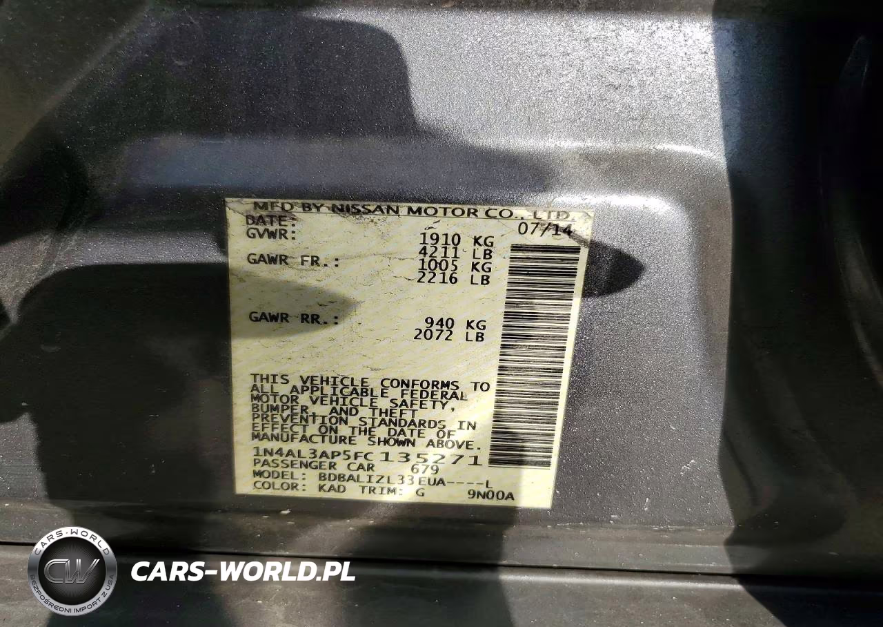 2015 Nissan Altima 2.5 Sv VIN:1N4AL3AP5FC135271 - 12