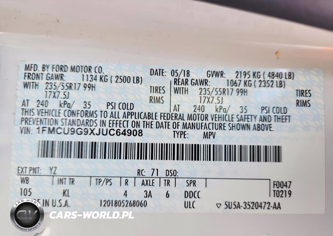 2018 Ford Escape Se VIN:1FMCU9G9XJUC64908 - 14