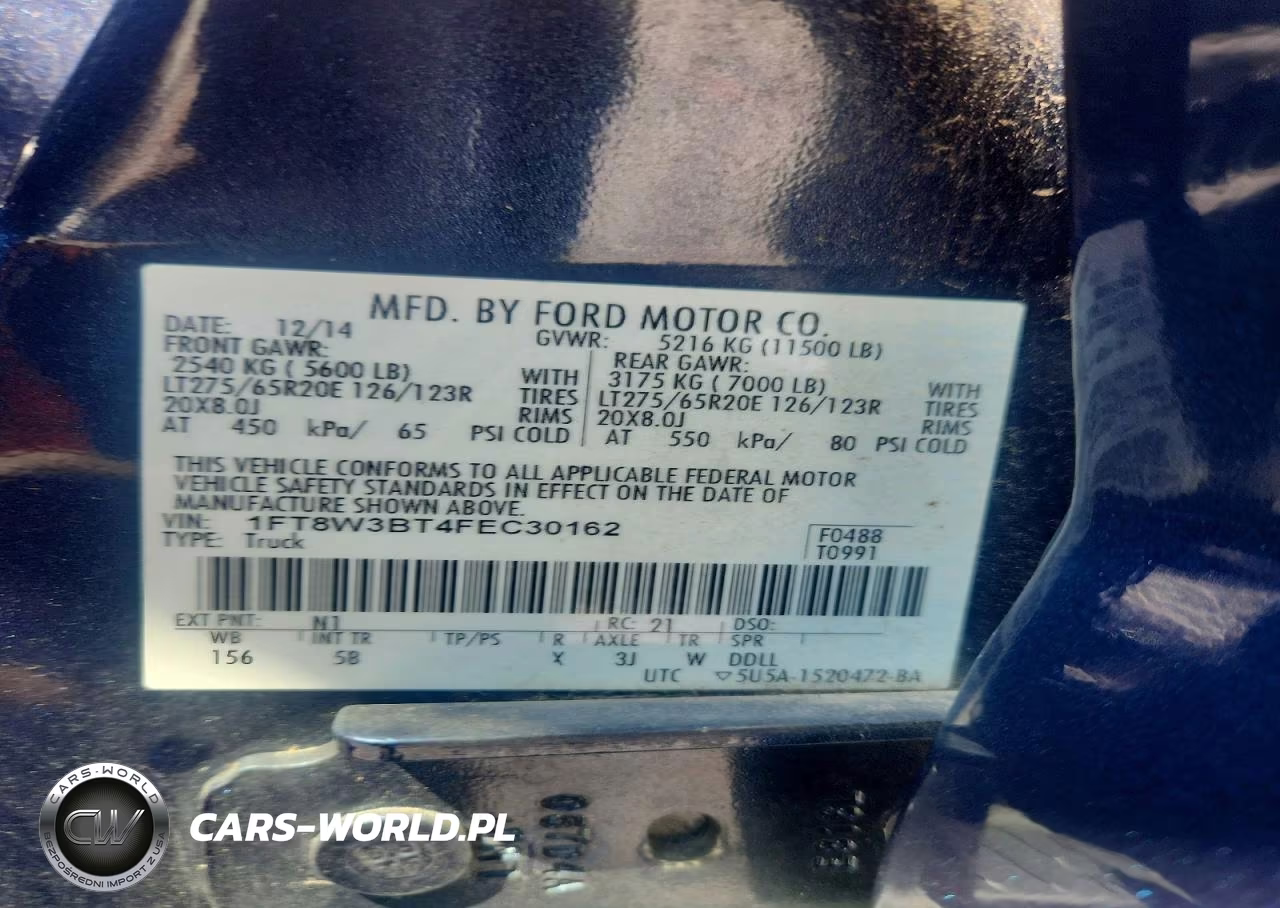 2015 Ford F350 Super Duty VIN:1FT8W3BT4FEC30162 - 12
