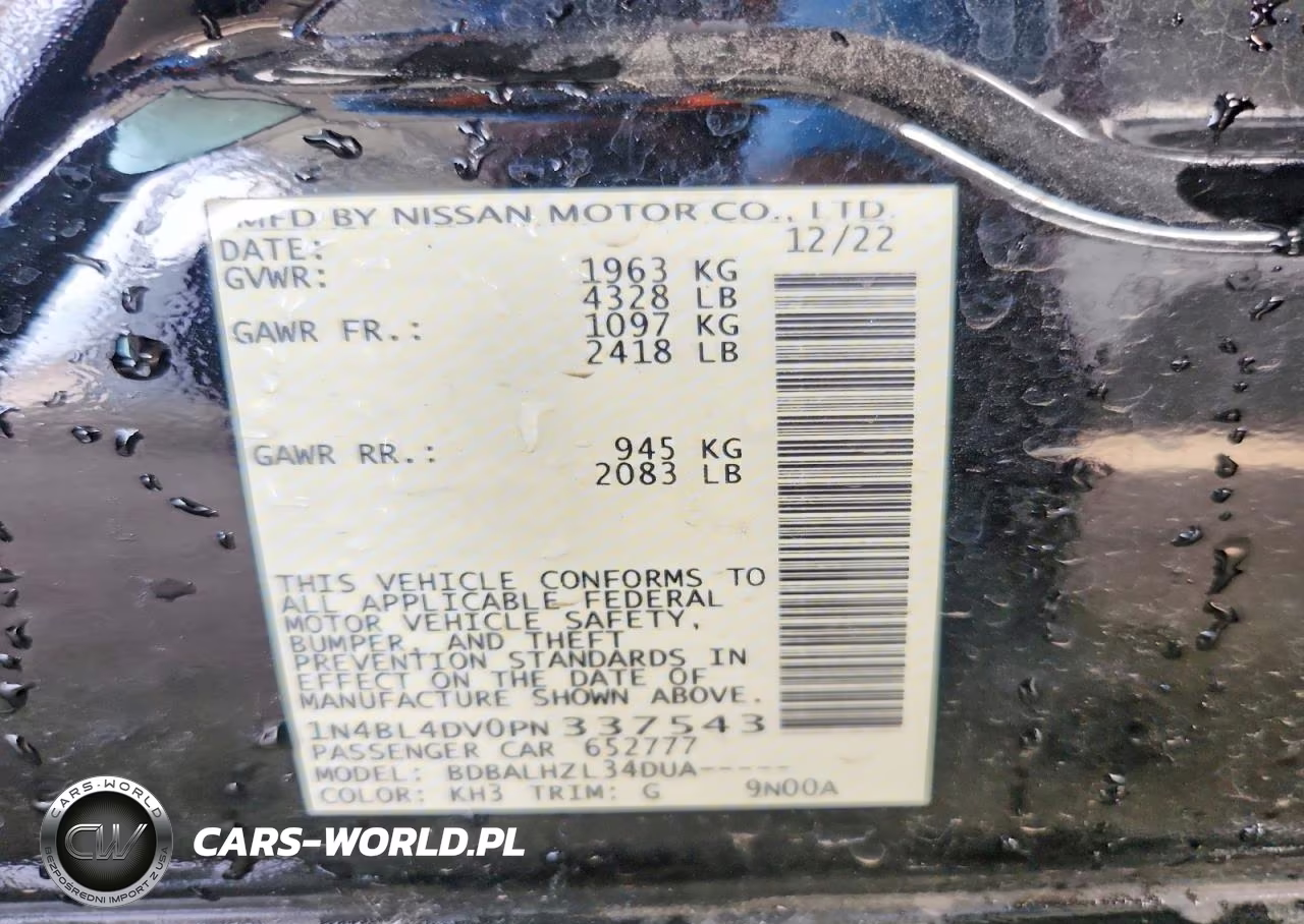 2023 Nissan Altima Sv VIN:1N4BL4DV0PN337543 - 12