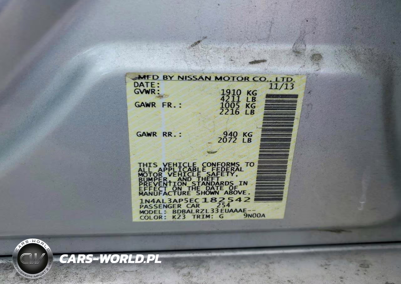 2014 Nissan Altima 2.5 S VIN:1N4AL3AP5EC182542 - 12