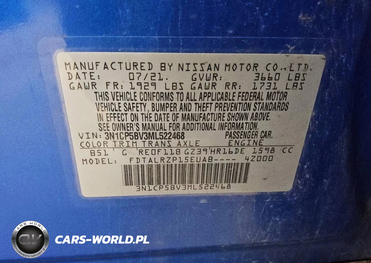 2021 Nissan Kicks S VIN:3N1CP5BV3ML522468 - 13