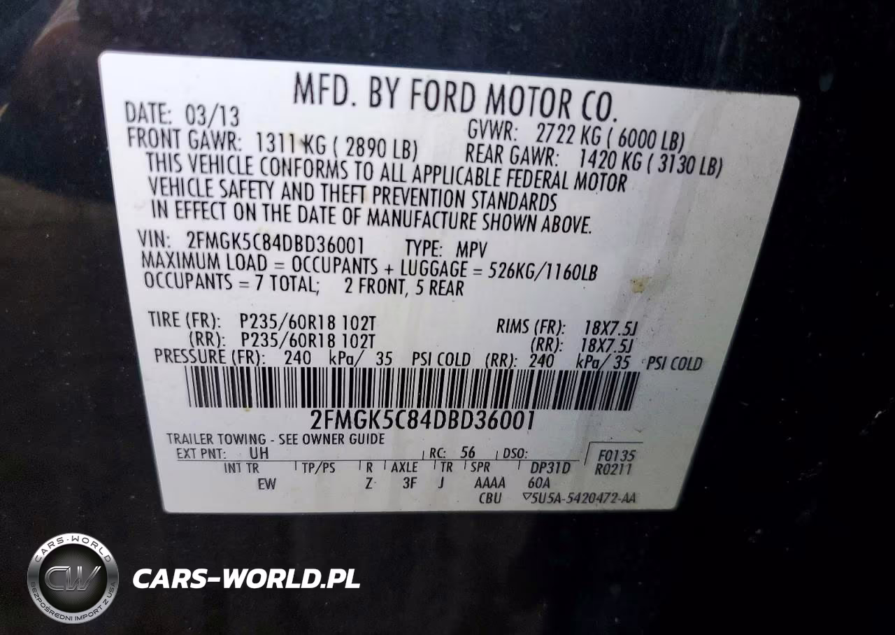 2013 Ford Flex Sel VIN:2FMGK5C84DBD36001 - 13