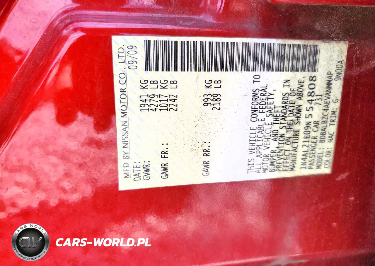 2009 Nissan Altima 2.5 VIN:1N4AL21E09N554808 - 13
