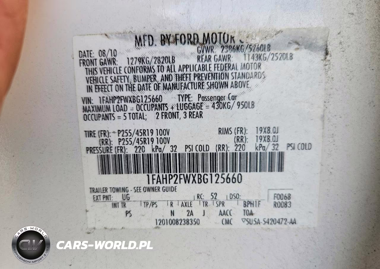 2011 Ford Taurus Limited VIN:1FAHP2FWXBG125660 - 12