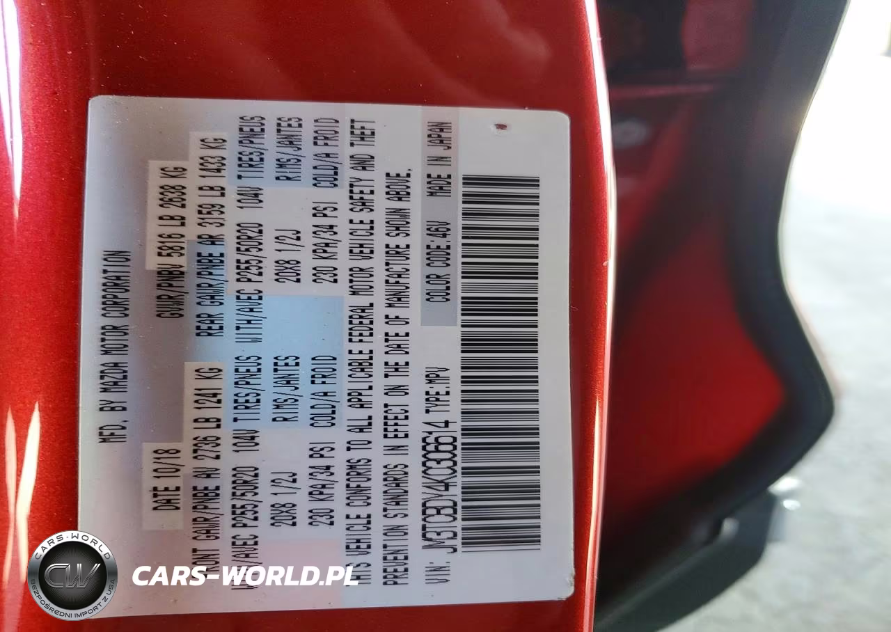 2019 Mazda Cx-9 Grand Touring VIN:JM3TCBDY4K0306614 - 14