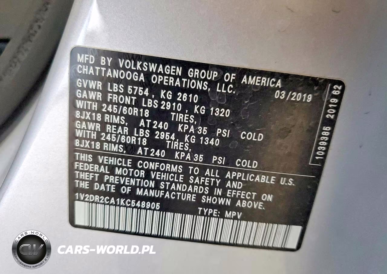 2019 Volkswagen Atlas Se VIN:1V2DR2CA1KC548905 - 14