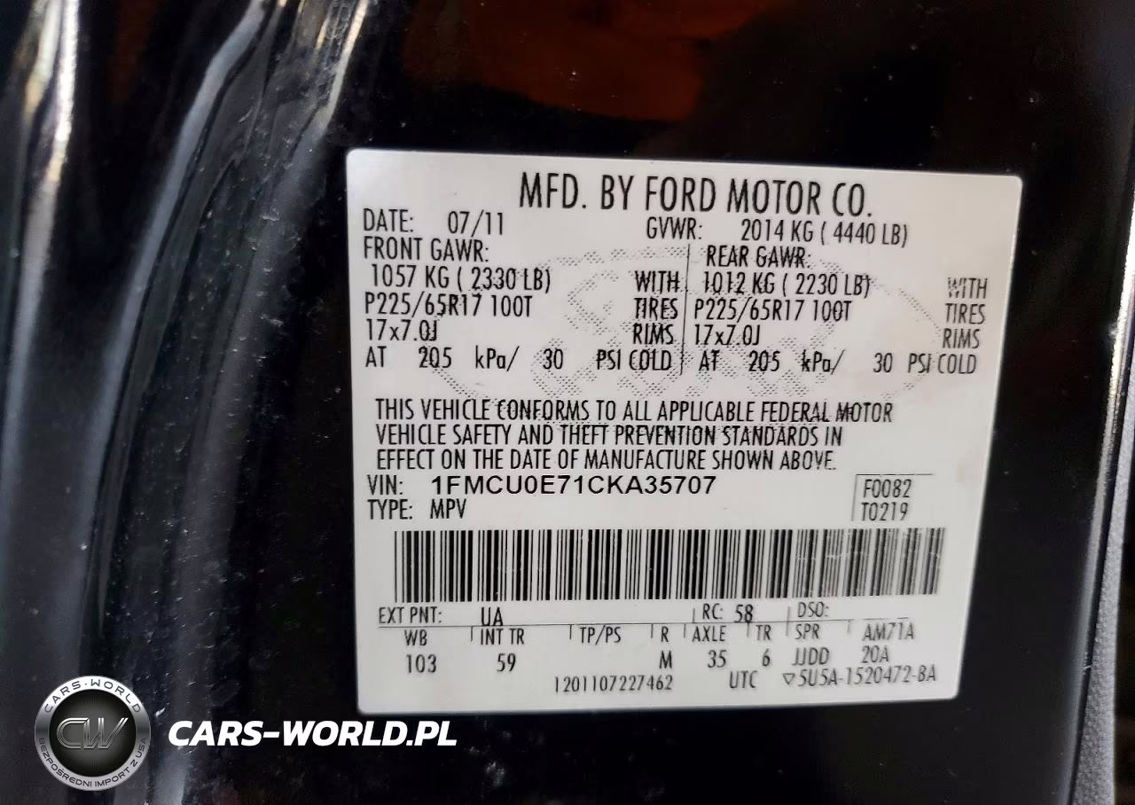 2012 Ford Escape Limited VIN:1FMCU0E71CKA35707 - 13